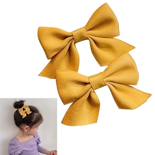 2 Stück Schleife Haarspangen Mädchen,Haarschmuck Damen Haarschleifen,Hair Accessories Frauen,Baby Haarspangen,große Schleife Haare Haarklammer,Haarschleife für Clips Weihnachten Geburtstag,Gelb von HeigeSeng