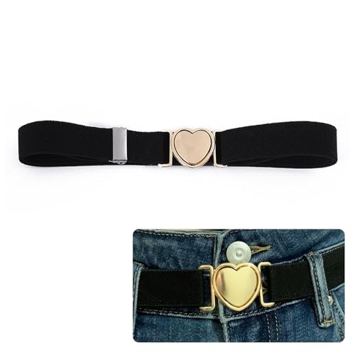 Gürtel Kinder,Kindergürtel Jungen Elastische Stoffgürtel Schnalle Herzschnalle Taillengürtel Free Einstellbare Kindergürtel Mädchen für Teenager Jeans Hosen Kleid Accessoires Verstellbare Belt,Schwarz von HeigeSeng