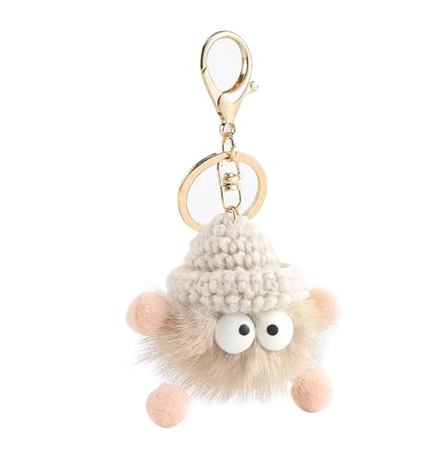 Schlüsselanhänger Damen,Plüsch Anhänger Niedlich Pompom Schlüsselring,Weicher Flauschiger Pompoms Diy-Taschen Accessories,Lustig Modische Kuscheltier Keychain Pendant,Plüschanhänger für Mädchen Bag von HeigeSeng