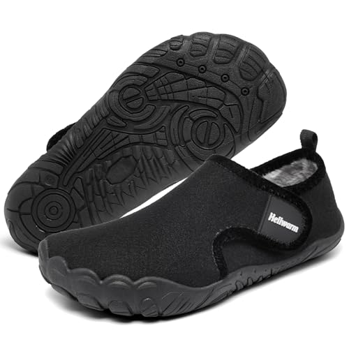 Heiiwarm Hausschuhe Kinder Pantoffeln Kinder Hausschuhe FüR MäDchen Warme Leichtes Gewicht Schwarz 31 von Heiiwarm