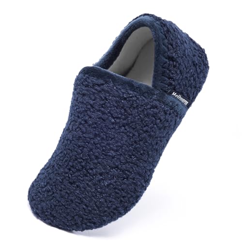 Heiiwarm Hausschuhe Kinder Mädchen Plüsch Hausschuhe Kinder Hausschuhe Kinder Junge Warm Non-Slip House Indoor Schuhe Leichtes Gewicht Blau 24/25 von Heiiwarm