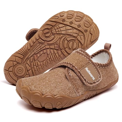 Heiiwarm Hausschuhe Kinder Junge House Indoor Schuhe Plüsch Leichtes Gewich Hausschuhe MäDchen Pantoffeln Kinder Braun 29 von Heiiwarm