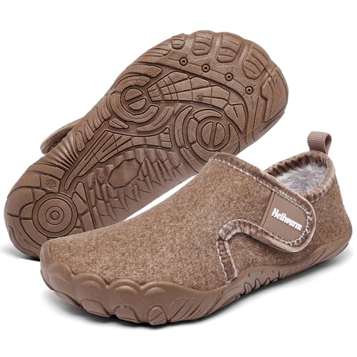 Heiiwarm Hausschuhe Kinder Junge Pantoffeln Kinder Leichtes Gewicht Superfit Hausschuhe MäDchen Braun 35 von Heiiwarm