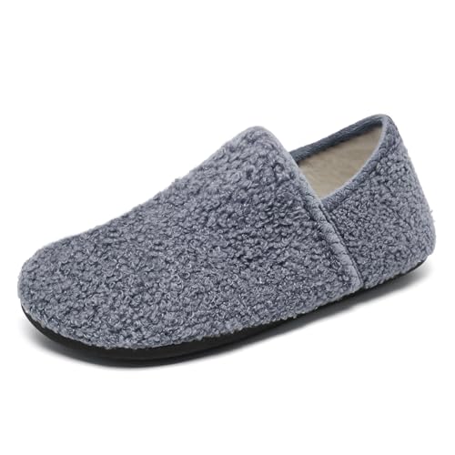 Heiiwarm Pantoffeln Kinder Hausschuhe Junge Mädchen Plüsch Warm House Indoor Schuhe Leichtes Gewicht Grau 22/23 von Heiiwarm