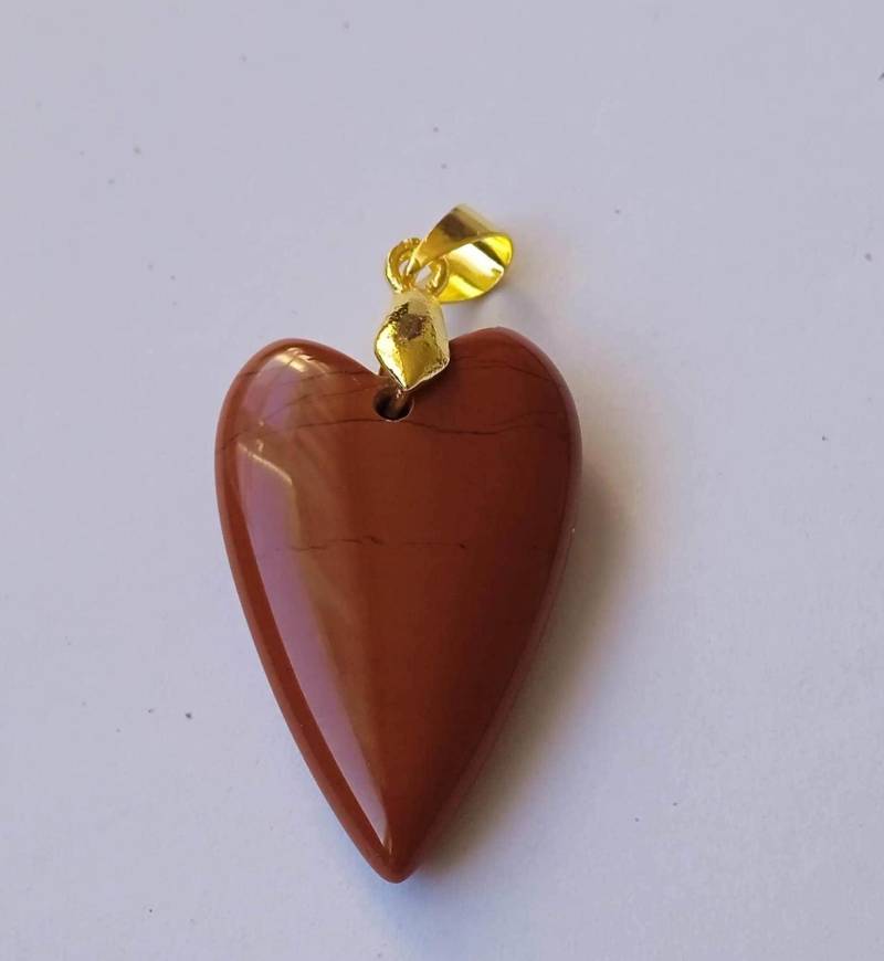1 Roter Jaspis Anhänger in Herzform Ca.32x20x8mm Nr.1 von HeikesPerlenshop