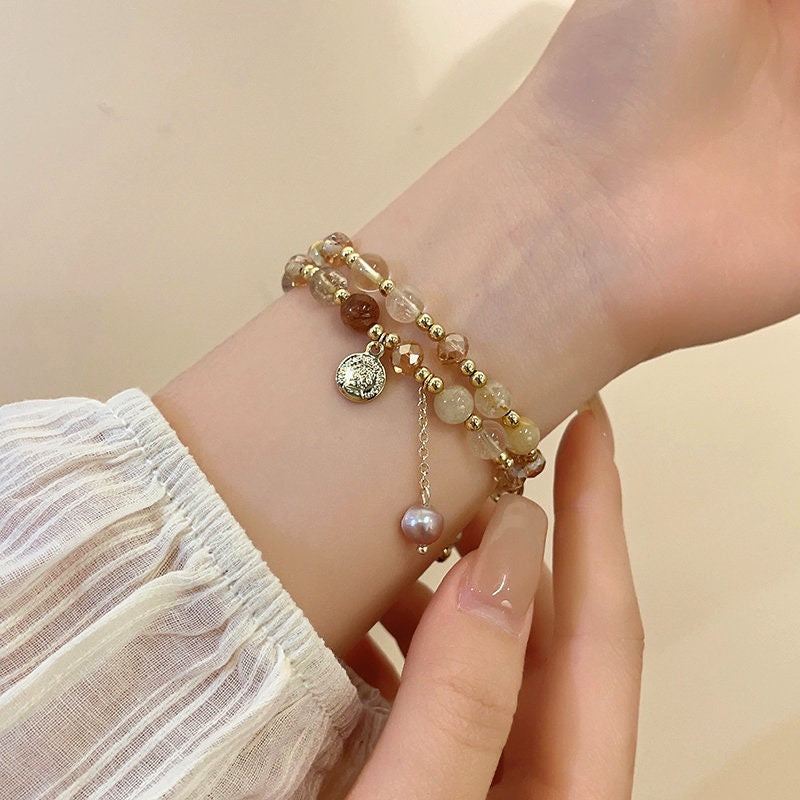 Double Layer Citrine Beaded Bracelet Women's Exquisite High-End Sense Crystal Hand Jewelry Double Layer Citrine Beaded Bracelet Women's Exquisite High-End Sense Crystal Hand Jewelry von HeikoMnadyArts