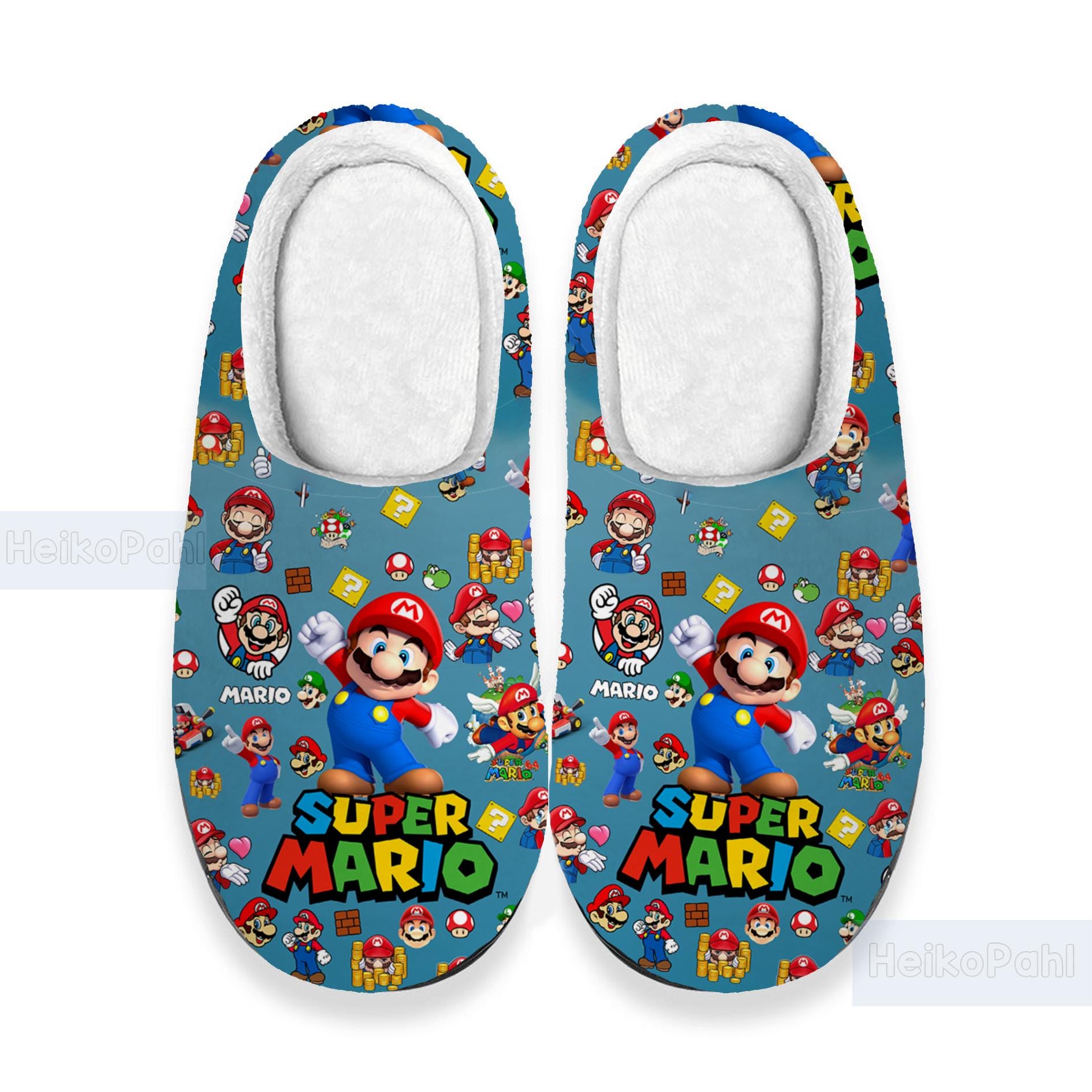 Benutzerdefinierte Super Mario 3D All Over Print Hausschuhe, Winter-Hausschuhe, Benutzerdefinierte Gummi-Hausschuhe, Leichte Gummisohle von HeikoPahl