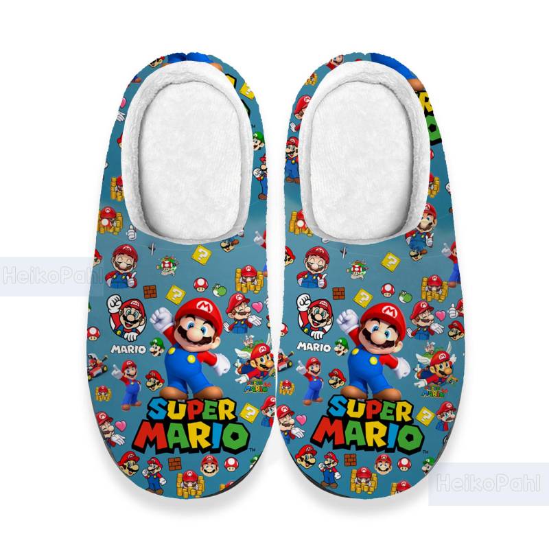 Benutzerdefinierte Super Mario 3D All Over Print Hausschuhe, Winter-Hausschuhe, Benutzerdefinierte Gummi-Hausschuhe, Leichte Gummisohle von HeikoPahl