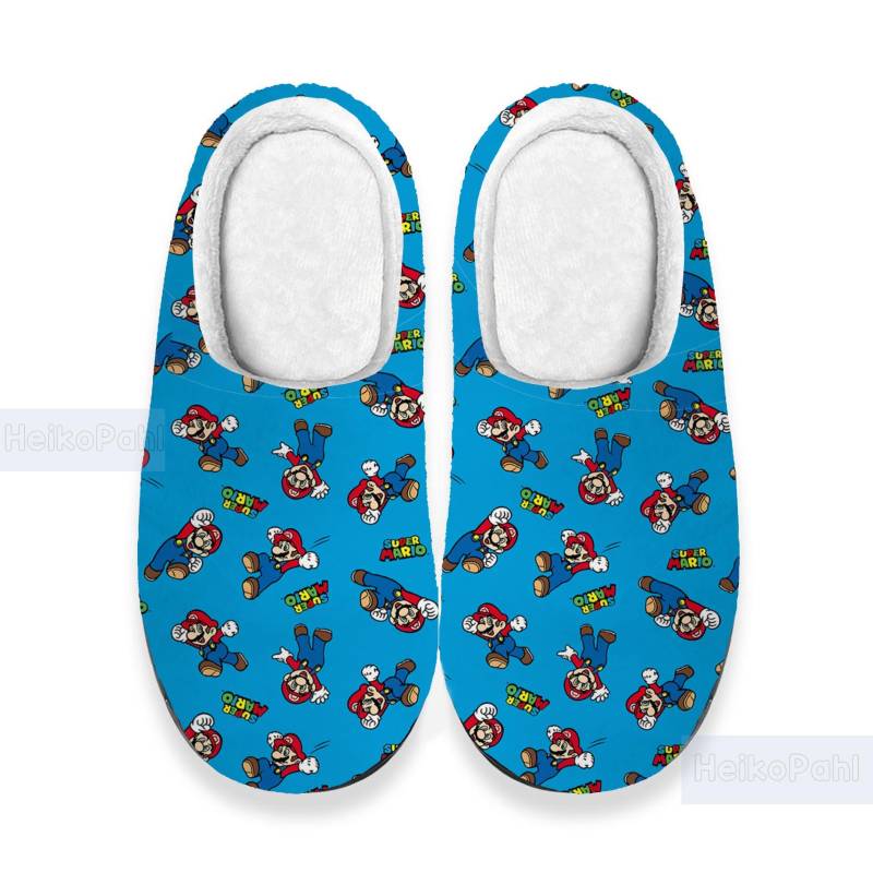 Super Mario Spiel 3D All Over Print Hausschuhe, Winterhausschuhe, Benutzerdefinierte Gummihausschuhe, Leichte Gummisohle, Baumwollhausschuh von HeikoPahl