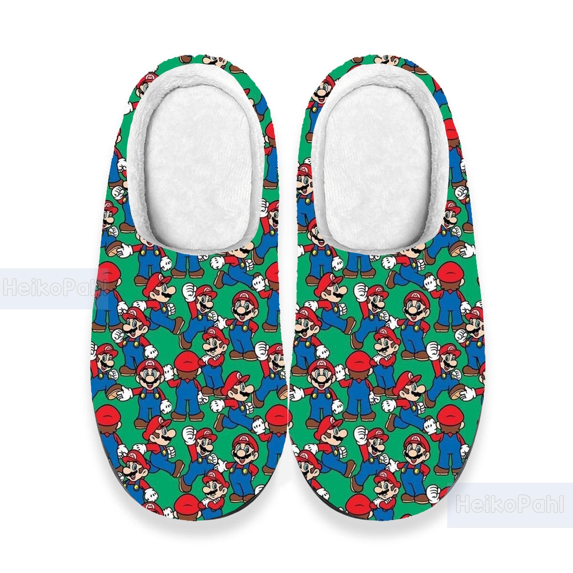 Super Mario Spiel 3D Überall Gedruckte Hausschuhe, Winterhausschuhe, Benutzerdefinierte Gummihausschuhe, Leichte Gummisohle, Baumwollhausschuh von HeikoPahl