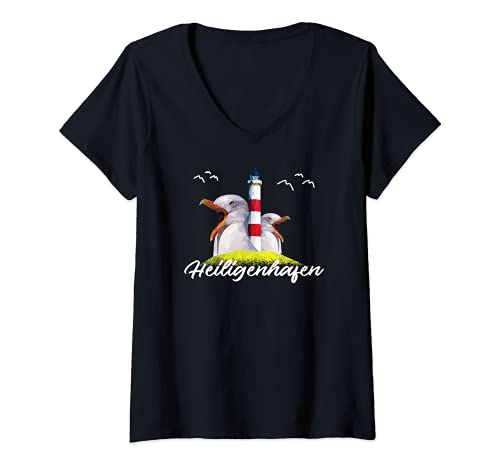 Damen Heiligenhafen Ostsee Urlaub Souvenir Geschenk T-Shirt mit V-Ausschnitt Damen Heiligenhafen Ostsee Urlaub Souvenir Geschenk T-Shirt mit V-Ausschnitt von Heiligenhafen Meer Küste Ostsee Geschenkidee