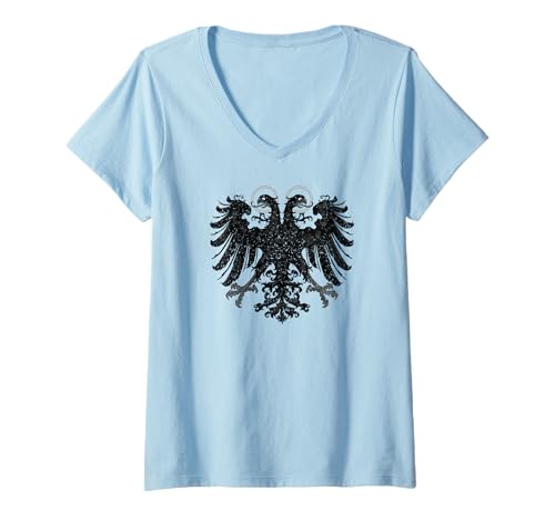 Damen Banner mit doppelköpfigem Adler T-Shirt mit V-Ausschnitt Damen Banner mit doppelköpfigem Adler T-Shirt mit V-Ausschnitt von Heiliges Römisches Reich Banner