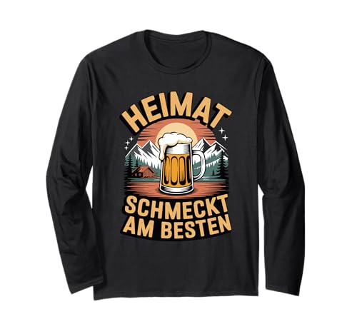 Heimat schmeckt am Besten Bier Männer Langarmshirt Heimat schmeckt am Besten Bier Männer Langarmshirt von Heimat Bier Wanderung Berge