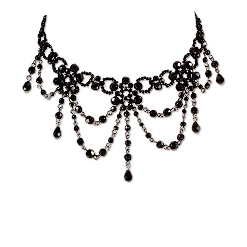 Heimatflüstern Trachtenkette Kropfkette Perlen - Damen Dirndlkette, Kropf-Perlenkette nostalgisch für Trachtenbluse und Lederhose, Trachtenschmuck fürs Oktoberfest Dirndl-Schmuck (schwarz) von Heimatflüstern