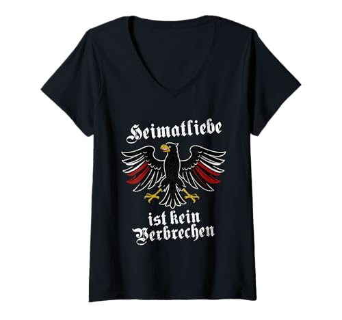 Damen Heimatliebe ist kein Verbrechen - Deutsche Patrioten Vintage T-Shirt mit V-Ausschnitt Damen Heimatliebe ist kein Verbrechen - Deutsche Patrioten Vintage T-Shirt mit V-Ausschnitt von Heimatliebe & Tradition