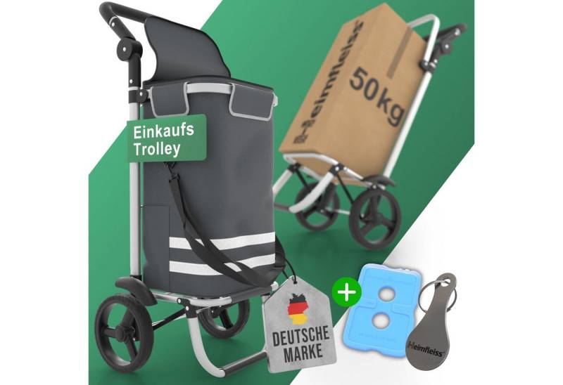 Heimfleiss® Einkaufstrolley Klappbarer Einkaufstrolley mit Kühlfach – 56L, 56 l, Leichter & stabiler Einkaufswagen mit wasserdichter Tasche von Heimfleiss®