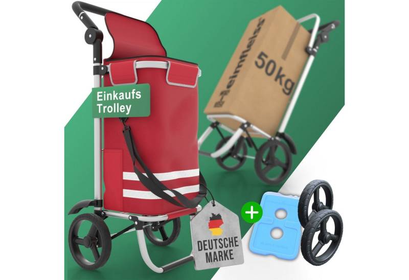 Heimfleiss® Einkaufstrolley Klappbarer Einkaufstrolley mit Kühlfach & Ersatzrädern – 56L, 56 l, Leichter & stabiler Einkaufswagen mit wasserdichter Tasche von Heimfleiss®