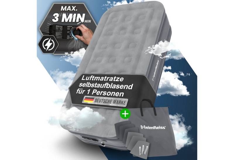 Heimfleiss® Luftmatratze Luftmatratze Selbstaufblasend – Komfort für Camping & Gäste, Robustes Luftbett mit integrierter Pumpe & Anti-Leakage-Ventil von Heimfleiss®