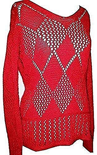 Heine Ajour Pullover Rautenpulli rot Gr. 40 von Heine