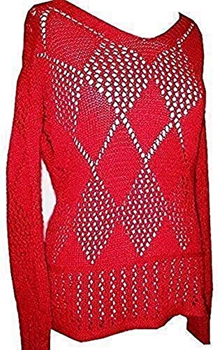 Heine Ajour Pullover Rautenpulli rot Gr. 42 von Heine