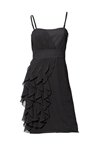 Heine Damen-Kleid Georgette-Volantkleid Schwarz Größe 40 von Heine