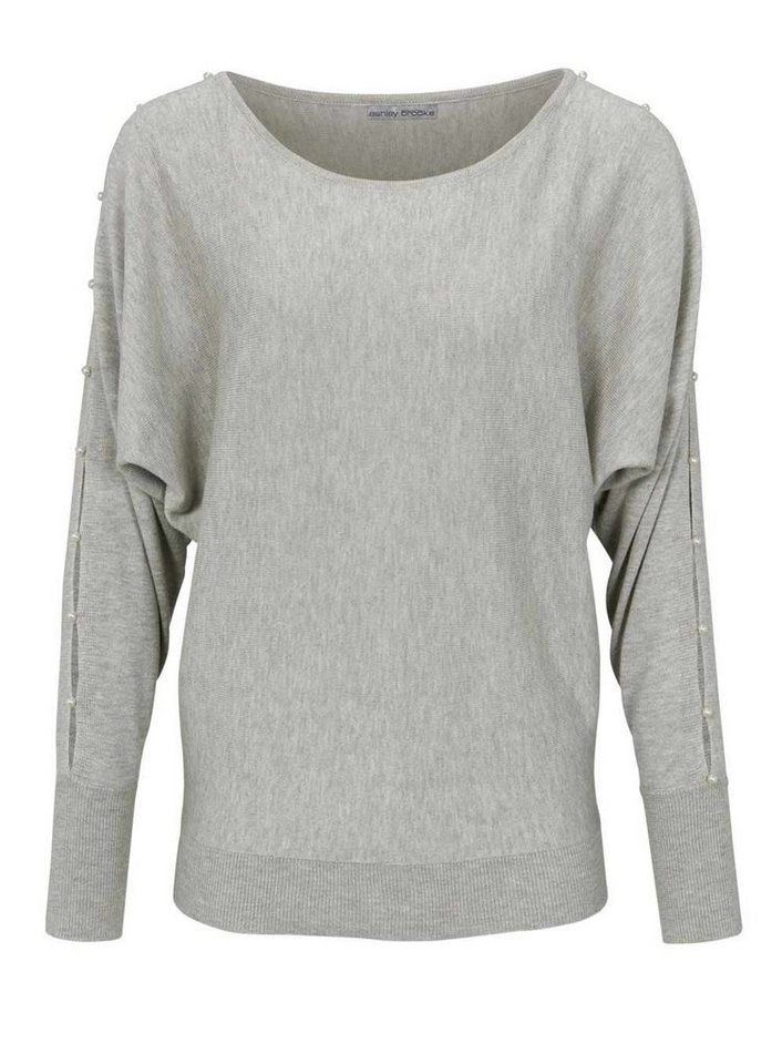 heine Troyer Heine Damen Feinstrickpullover mit Perlen, grau-melange von heine