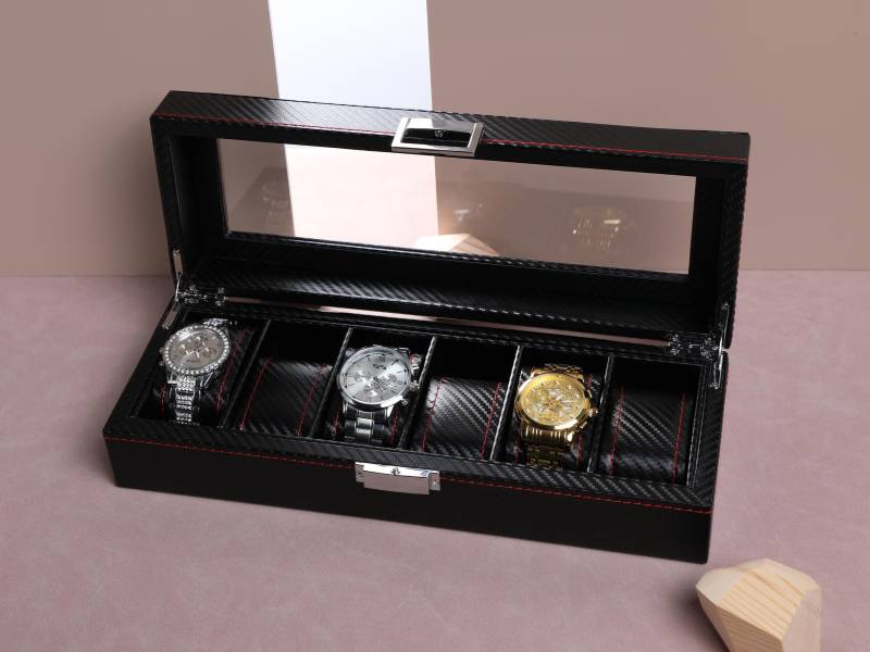 Personalised Watch Box in Black Pu Leather With Name, Large Storage Box, Husband's Gift, Father's Best Man Gift, Customized Name von HeinzDesignWork