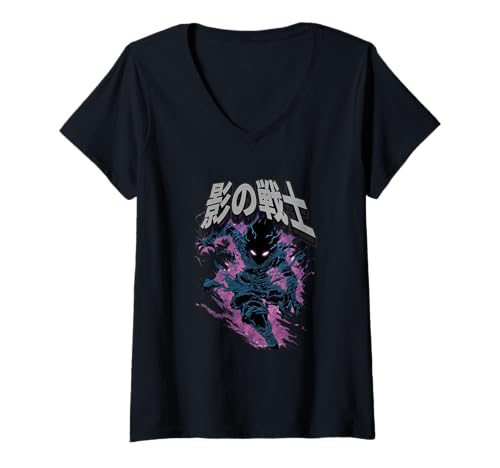 Damen Japanisches Anime Design – Ninja Schattenkämpfer, 影の戦士“ T-Shirt mit V-Ausschnitt Damen Japanisches Anime Design – Ninja Schattenkämpfer, 影の戦士“ T-Shirt mit V-Ausschnitt von Heinze Design Anime Manga Japan Streetwear Y2K
