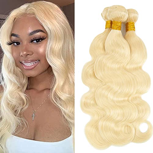 613 Body Wave Bundles Real Brazilian Remy Menschenhaar Bundles Weave Hair Blonde Color 100% Unprocessed Virgin Hair Extensions For Women 18 20 22 Inch von HeioWuio