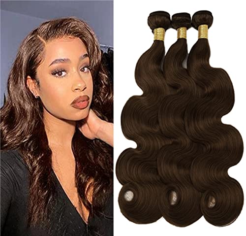 HeioWuio #4 Body Wave Human Hair Bundles For Women Hair Weaves Dark Brown Color Unprocessed Virgin Hair Bundle 18 20 22 Inch von HeioWuio