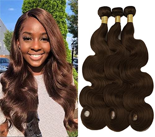 HeioWuio #4 Body Wave Human Hair Bundles For Women Hair Weaves Dark Brown Color Unprocessed Virgin Hair Bundle 22 24 26 Inch von HeioWuio