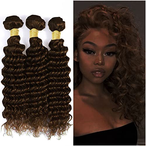 HeioWuio #4 Deep Wave Human Hair Bundles For Women Hair Weaves Dark Brown Color Unprocessed Virgin Hair Bundle 18 20 22 Inch von HeioWuio