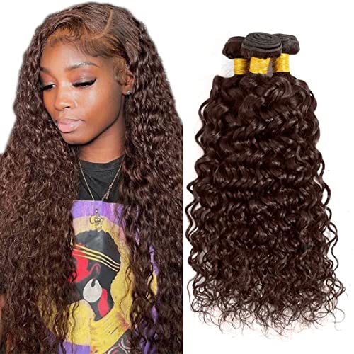 HeioWuio #4 Water Wave Human Hair Bundles For Women Hair Weaves Dark Brown Color Unprocessed Virgin Hair Bundle 22 24 26 Inch von HeioWuio