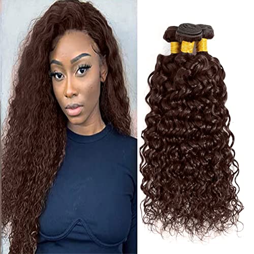 HeioWuio #4 Water Wave Human Hair Bundles For Women Hair Weaves Dark Brown Color Unprocessed Virgin Hair Bundle 26 28 30 Inch von HeioWuio