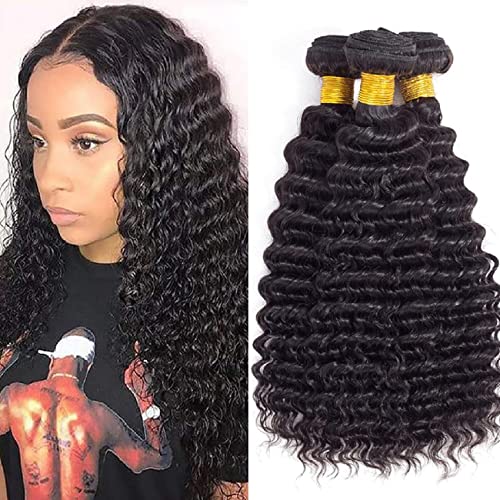 HeioWuio Deep Wave Human Hair Bundles For Women Hair Weaves Natural Black Color Unprocessed Virgin Hair Bundle 12 14 16 Inch HeioWuio Deep Wave Human Hair Bundles For Women Hair Weaves Natural Black Color Unprocessed Virgin Hair Bundle 12 14 16 Inch von HeioWuio