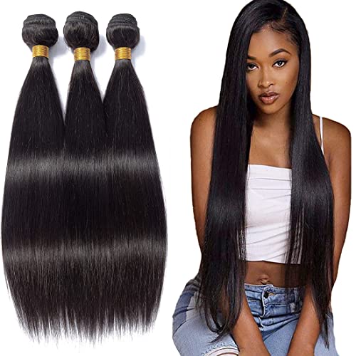 HeioWuio Straight Human Hair Bundles For Women Hair Weaves Natural Black Color Unprocessed Virgin Hair Bundle 22 24 26 Inch HeioWuio Straight Human Hair Bundles For Women Hair Weaves Natural Black Color Unprocessed Virgin Hair Bundle 22 24 26 Inch von HeioWuio