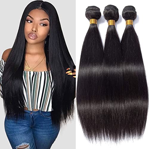 HeioWuio Straight Human Hair Bundles For Women Hair Weaves Natural Black Color Unprocessed Virgin Hair Bundle 24 26 28 Inch HeioWuio Straight Human Hair Bundles For Women Hair Weaves Natural Black Color Unprocessed Virgin Hair Bundle 24 26 28 Inch von HeioWuio