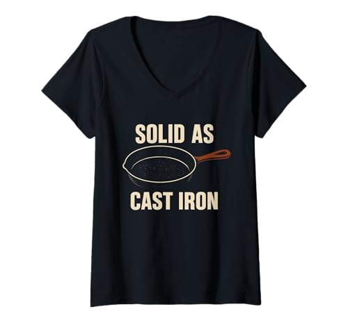 Damen Gusseisen-Kochpfanne Pride Lagerfeuer Chef Heritage Cook T-Shirt mit V-Ausschnitt von Heirloom Skillet Vintage Kitchen Homestead Outdoor