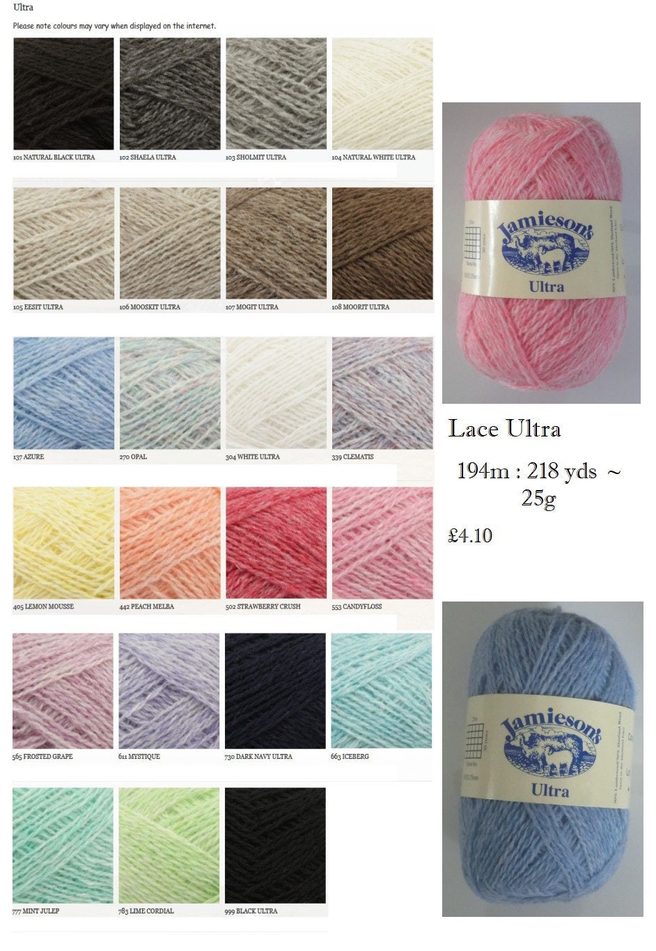 Jamieson's Of Shetland Ultra Lace 2 Ply Jamieson's Of Shetland Ultra Lace 2 Ply von HeirloomKnitting