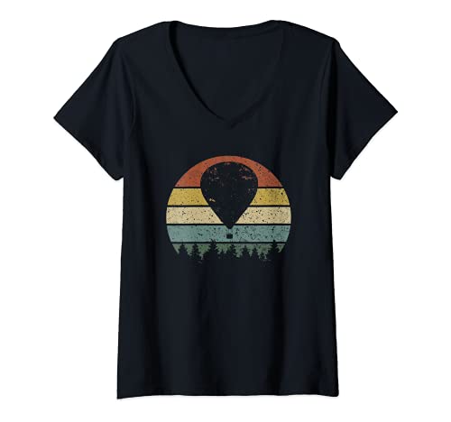 Damen Heißluftballon Ballonfahrt Ballon fahren T-Shirt mit V-Ausschnitt Damen Heißluftballon Ballonfahrt Ballon fahren T-Shirt mit V-Ausschnitt von Heißluftballon Ballonfahrt