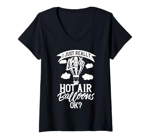 Damen Ballonfahrt mit dem Heißluftballon Festival Ballon T-Shirt mit V-Ausschnitt Damen Ballonfahrt mit dem Heißluftballon Festival Ballon T-Shirt mit V-Ausschnitt von Heißluftballon