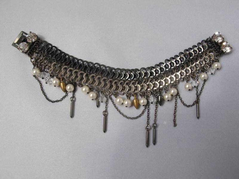 Swarovski Armband, Kristallsteine, Perlenarmband, Chainmaille Silber Mesh Boho Style Schmuck von Heiterjewellery