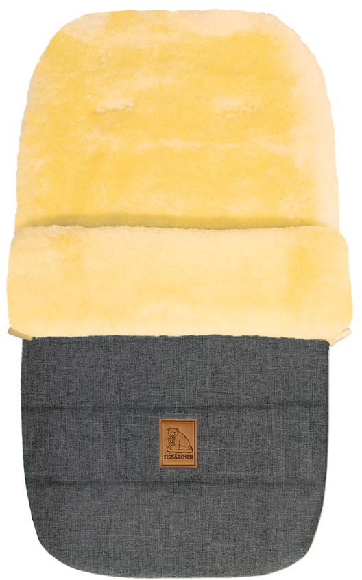 Heitmann Felle Fußsack "Eisbärchen - Lammfell Winterfußsack - Premium Qualität" mit echtem Lammfell, für Kinderwagen, Buggy, 5 Gurtschlitze, waschbar von Heitmann Felle