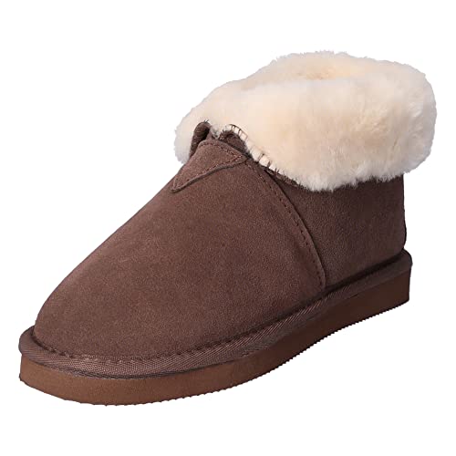 Heitmann-Felle Lammfell Hausschuhe braun Größe 43 von HEITMANN