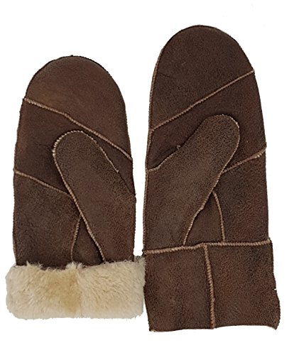 HEITMANN 100% Lammfell Handschuhe Fäustlinge Echt-Leder Damen NEU (L, Braun) von Heitmann Lammfell