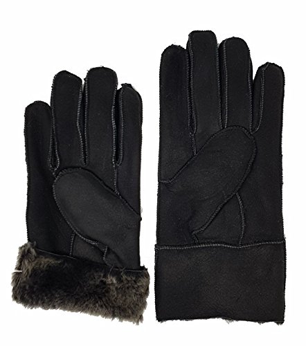 HEITMANN 100% Lammfell Handschuhe Fingerhandschuhe Echt-Leder Herren NEU (M, Schwarz) von Heitmann Lammfell