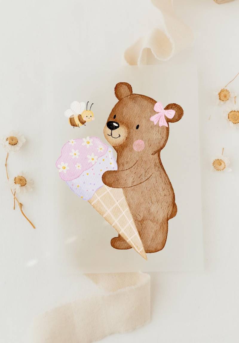 Bügelbild Bär Eis Rosa Sommer - Motiv Zum Aufbügeln Auf Kinderkleidung Hej Hanni Art. Nr. Hhs-51454527537419 Bügelbild Bär Eis Rosa Sommer - Motiv Zum Aufbügeln Auf Kinderkleidung Hej Hanni Art. Nr. Hhs-51454527537419 von HejHanni