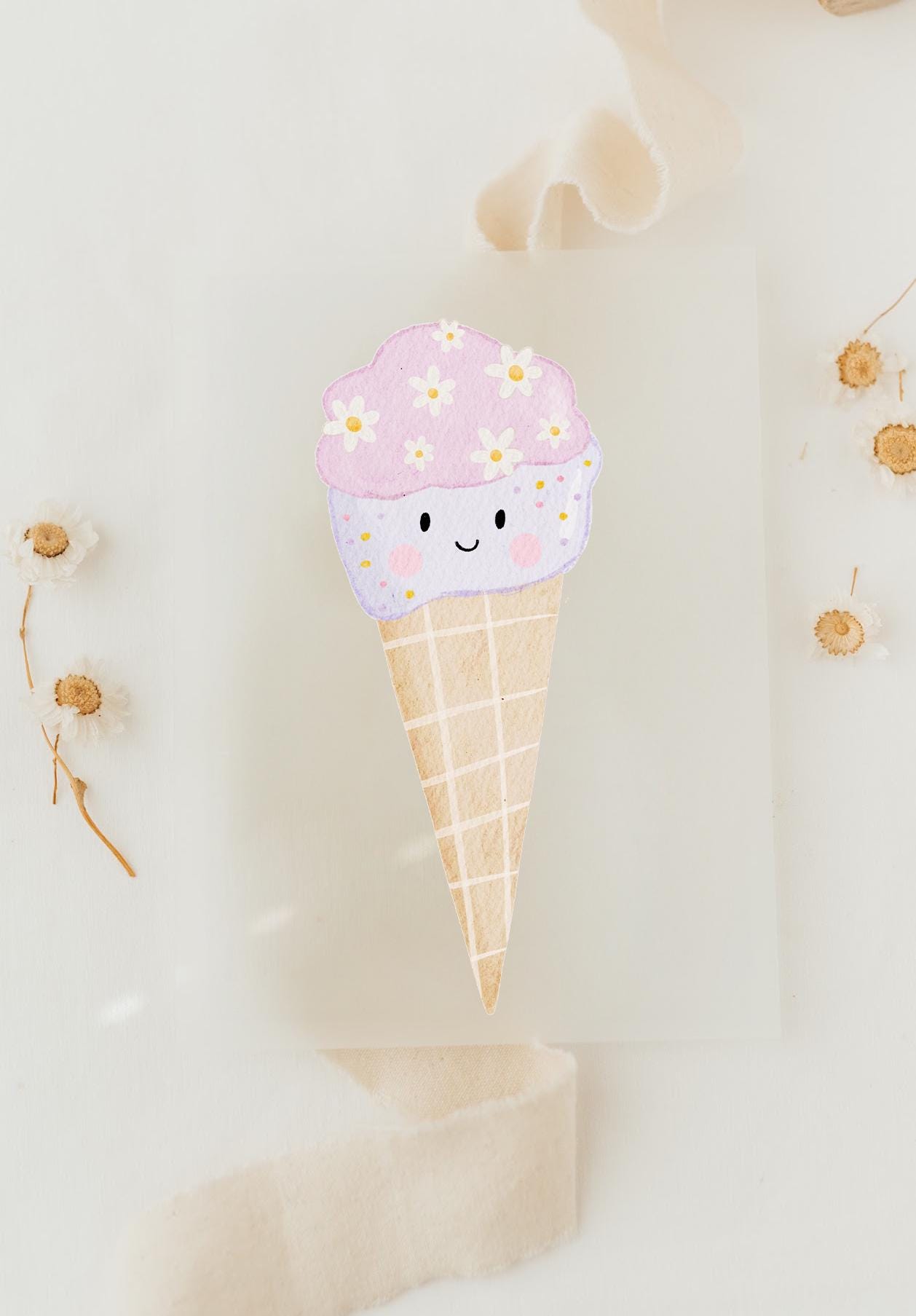 Bügelbild Eis Rosa Mit Blümchen - Motiv Zum Aufbügeln Auf Kinderkleidung Hej Hanni Art. Nr. Hhs-51454869700875 von HejHanni
