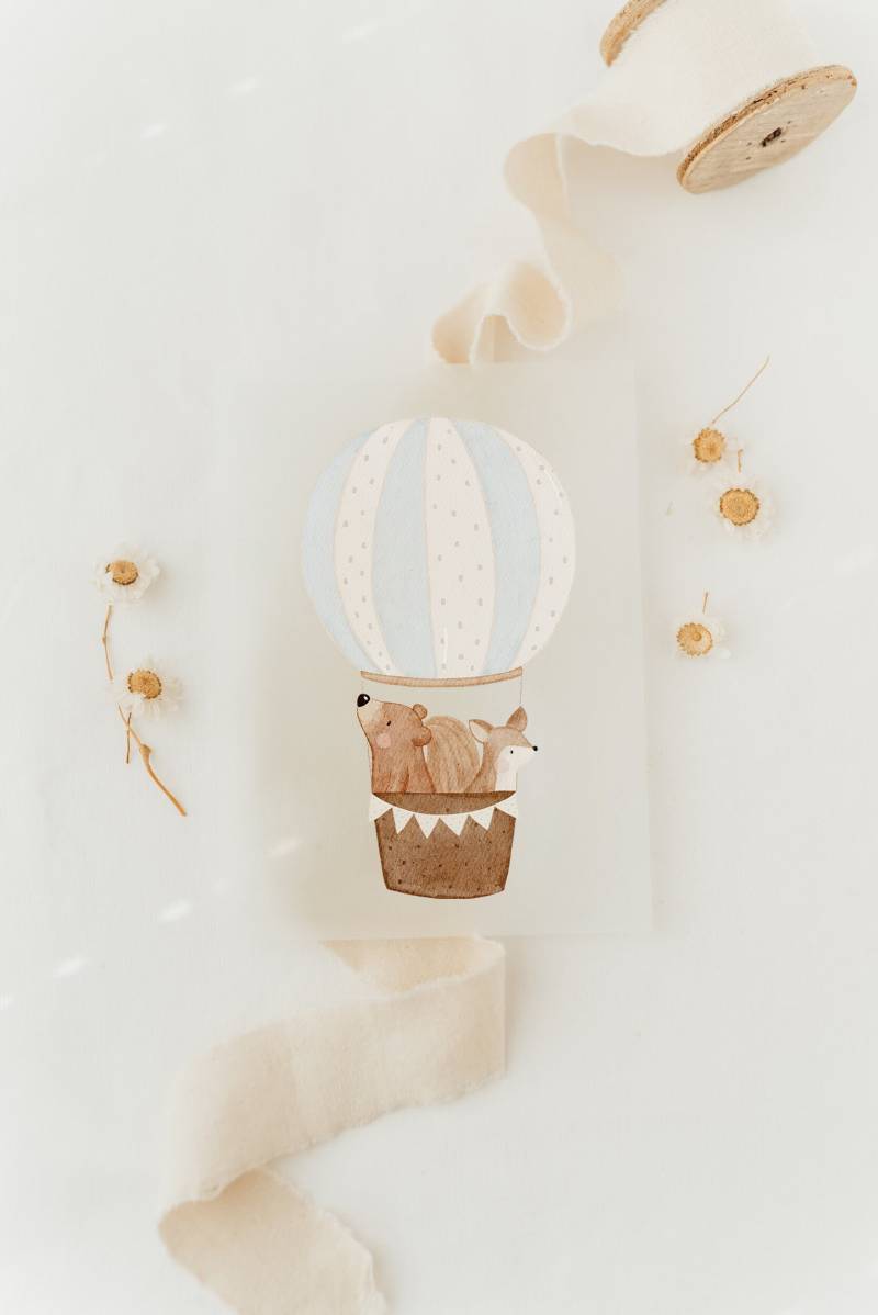 Bügelbild Heißluftballon Bär & Eichhörnchen - Motiv Zum Aufbügeln Auf Kinderkleidung Hej Hanni Art. Nr. Hhs-45088265535755 von HejHanni