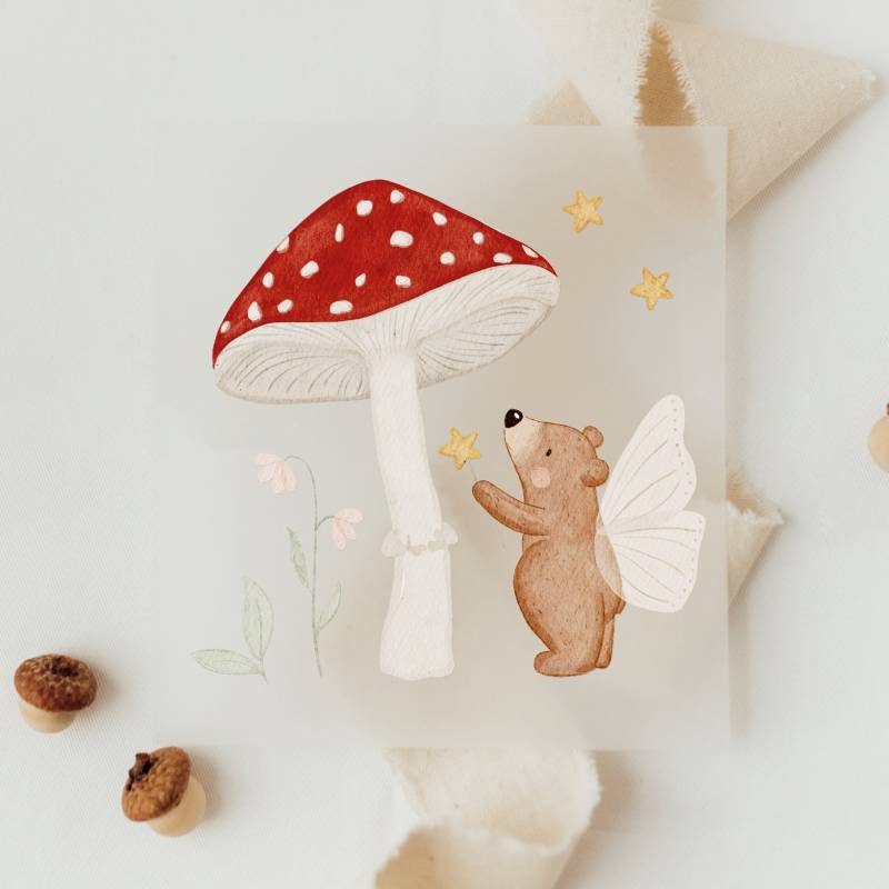 Bügelbild Pilzbär - Motiv Zum Aufbügeln Auf Kinderkleidung Hej Hanni Art. Nr. Hhs-45088313245963 von HejHanni